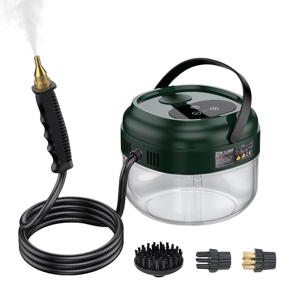 Pressurized Handheld Steam Cleaner with 3 Brushes and Extended Rod
