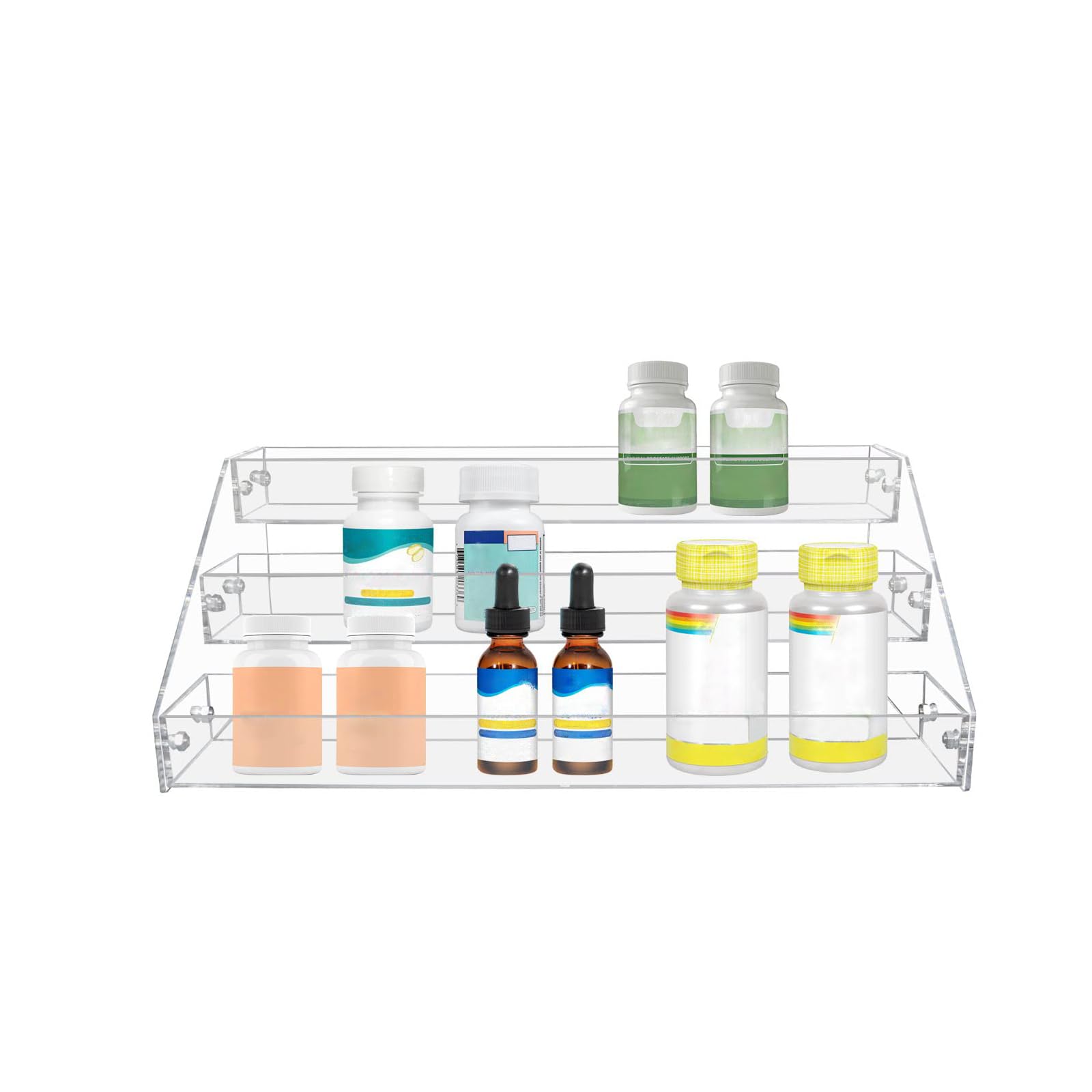 3 Tier Clear Acrylic Spice Rack Organizer for Cabinet Countertop