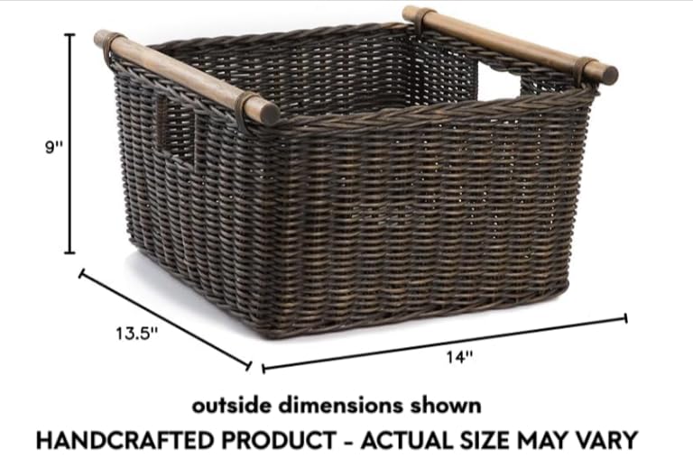 Deep Pole Handle Wicker Storage Basket