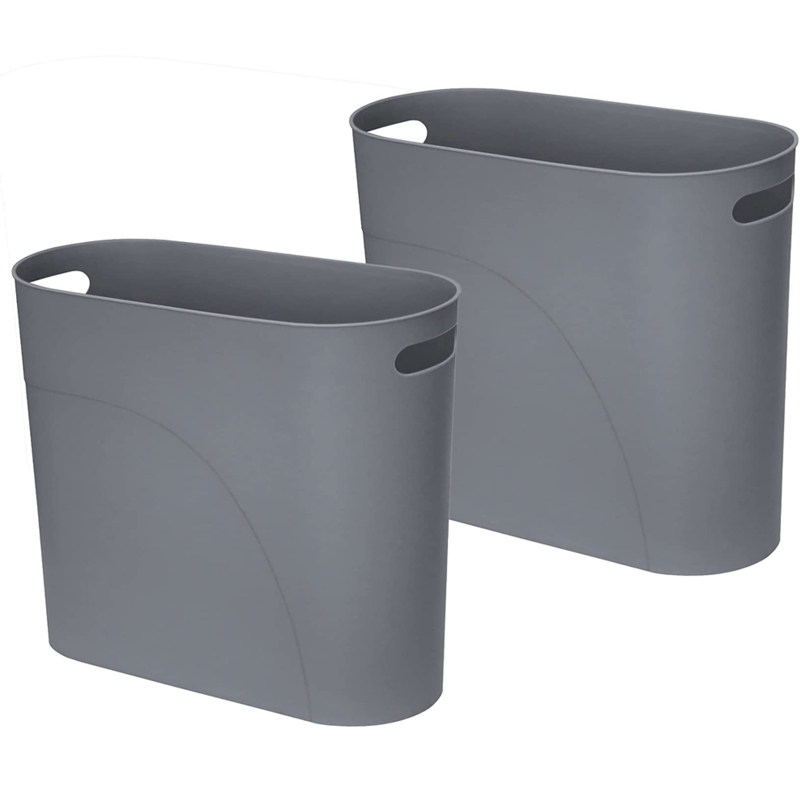 Small Trash Can Plastic Bathroom Wastebasket 3.2 Gallon Slim Garbage Container Bin with Handle for Home Kitchen Bathroom Bedroom Office (2 Count)