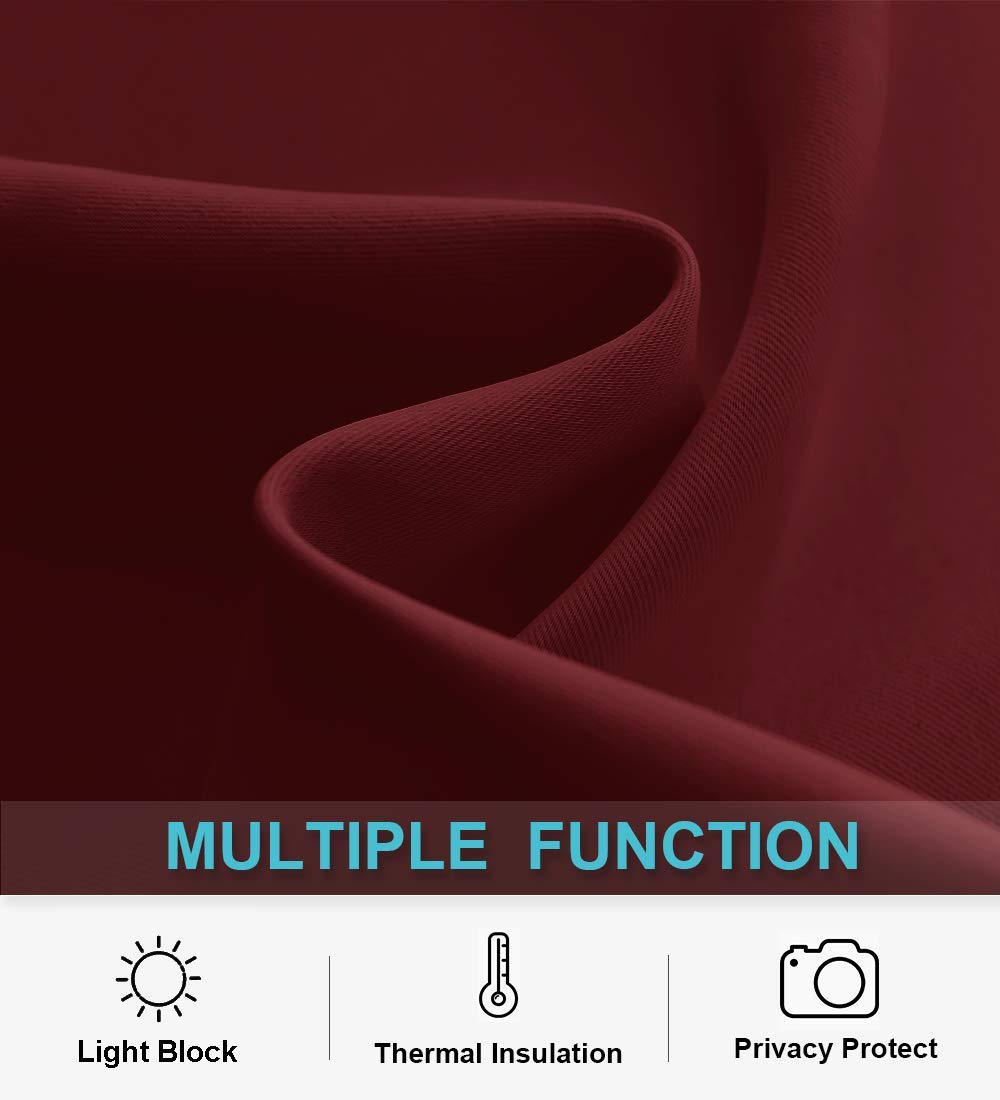 Short Burgundy Red Blackout Curtains for Small Bedroom Window Cafe