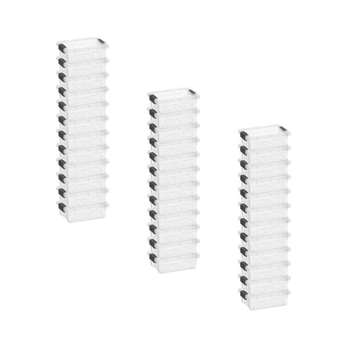 Mini Storage Container Plastic Crayon Box Art Supplies and Sewing Case Stackable Clear Small Organizer for Beads (36 Count)