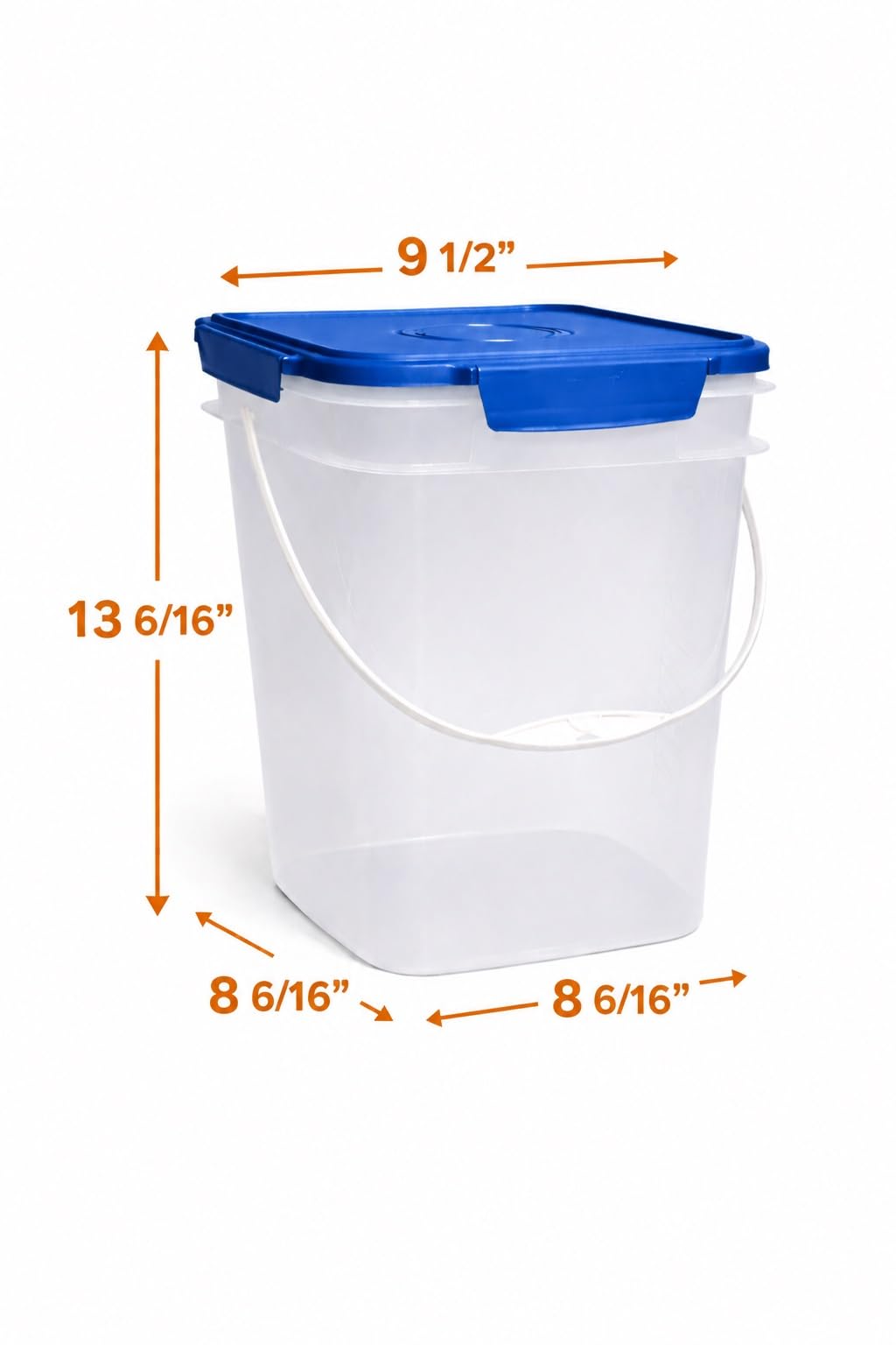4 Gallon Square Food Grade Bucket Pail with Plastic Handles and Lid