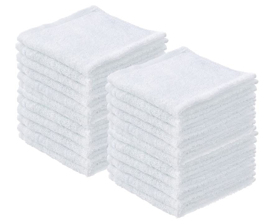 Terry Cloth Rags White Washcloths 100% Cotton 12" Cleaning Cloths (24 Count)