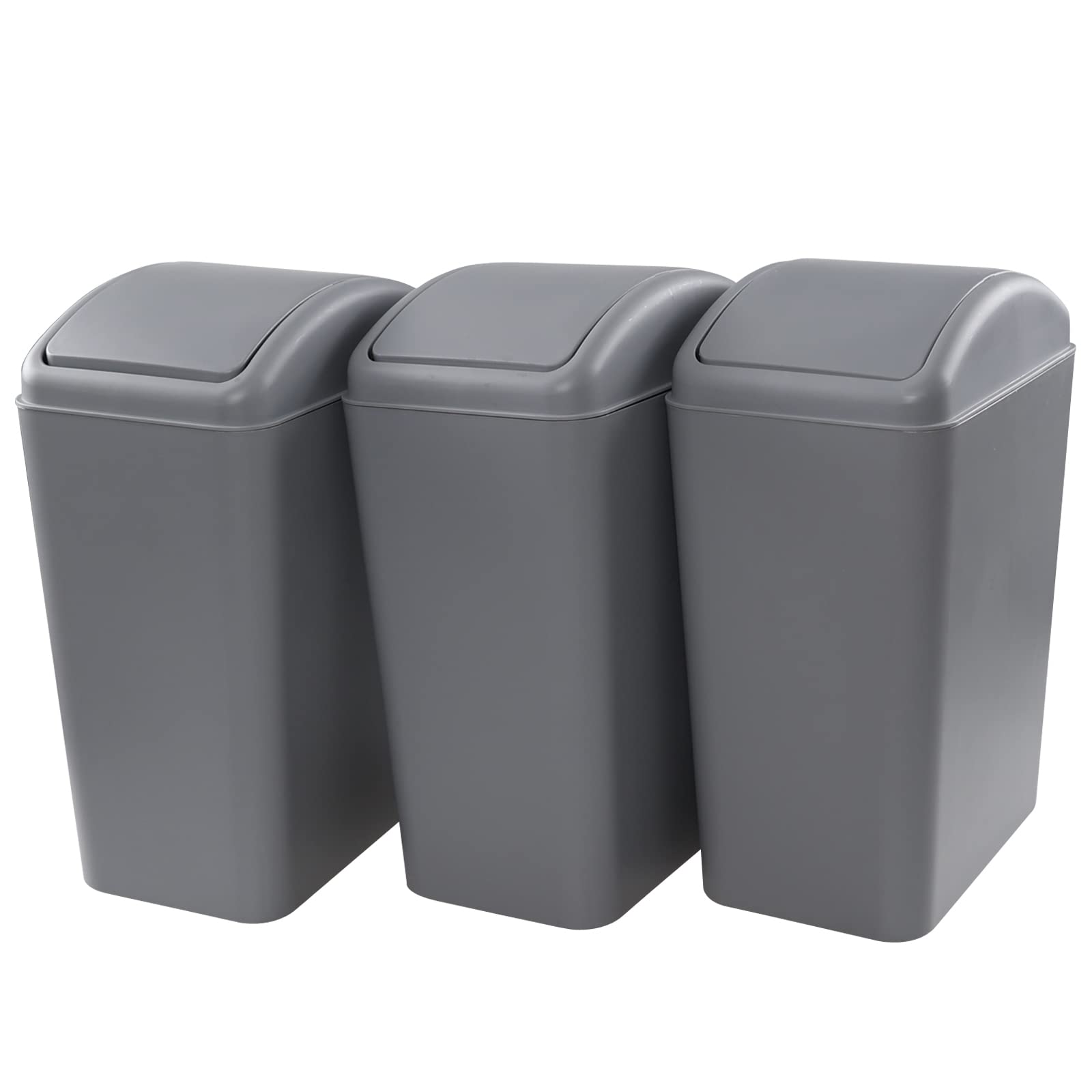 3 Pack 4.5 Gallon Plastic Garbage Can with Swing Lid (3 Count)