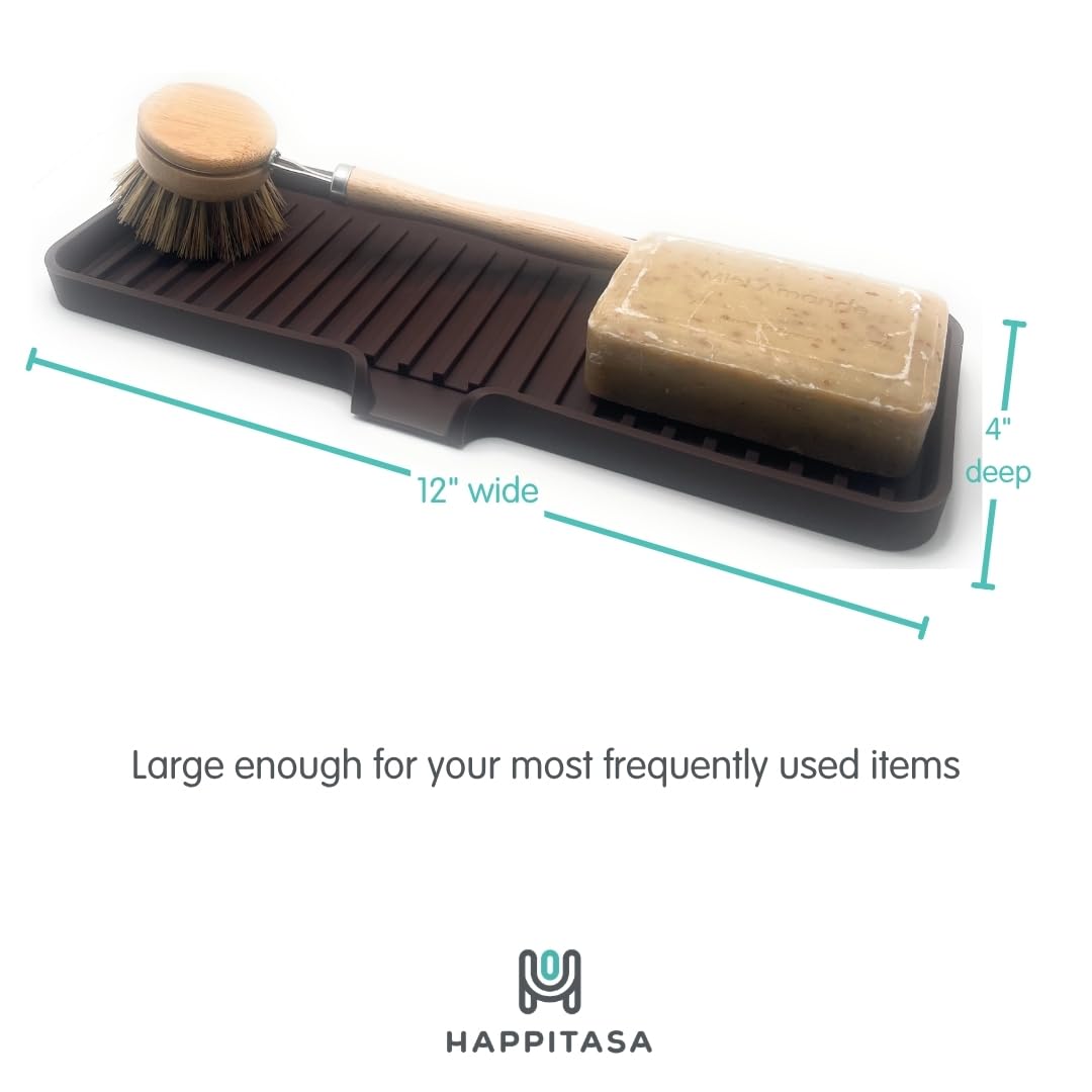 Silicone Soap Dish Tray and Sponge Holder with Drain Chute