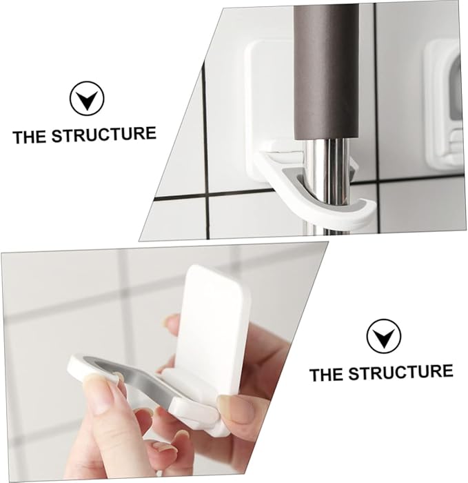 3pcs Punch Mop Holder Clips Multifunctional Mop Hanger Wall Mount Broom Organizer Hooks Strong for Home Office Restaurant