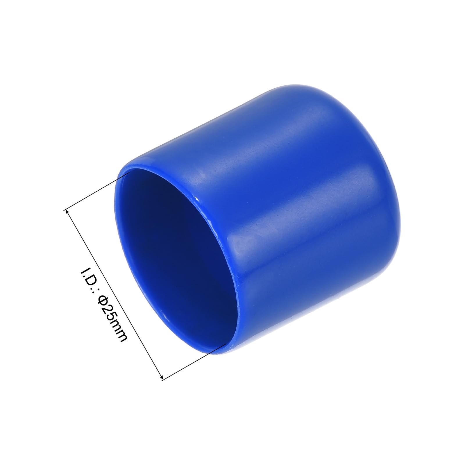 20pcs Rubber End Caps 25mm ID Vinyl Round Tube Bolt Cap Cover Screw Thread Protectors Blue
