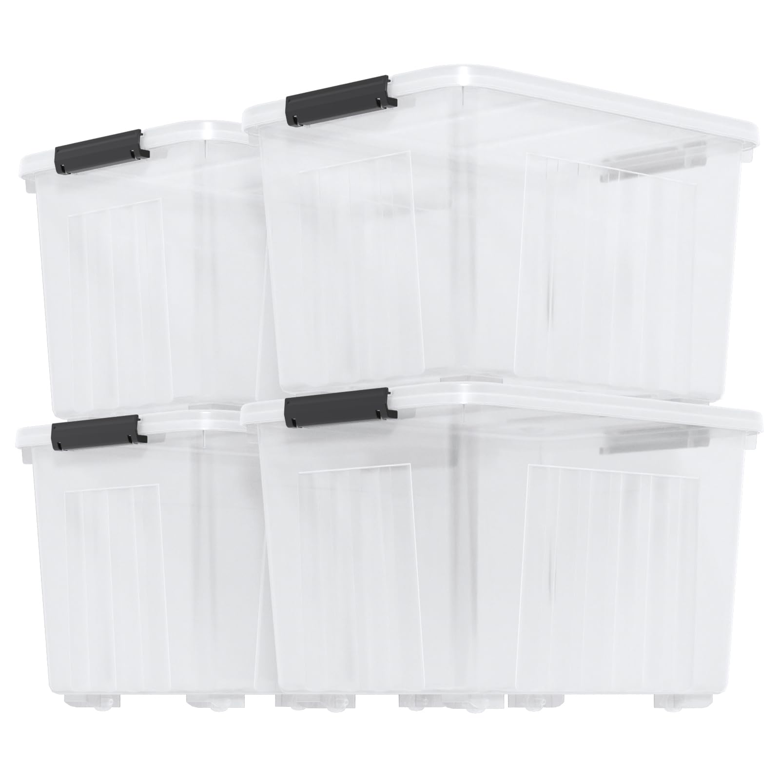 4 Pack 70 Qt Wheeled Storage Bins with Lids (4 Count)