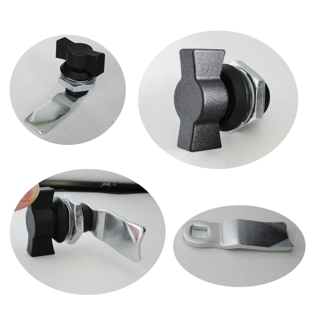 4pcs Thumb Operated Offset Cam Lock Thumb Cam Lock for Machine Cabinet Drawer Black_3