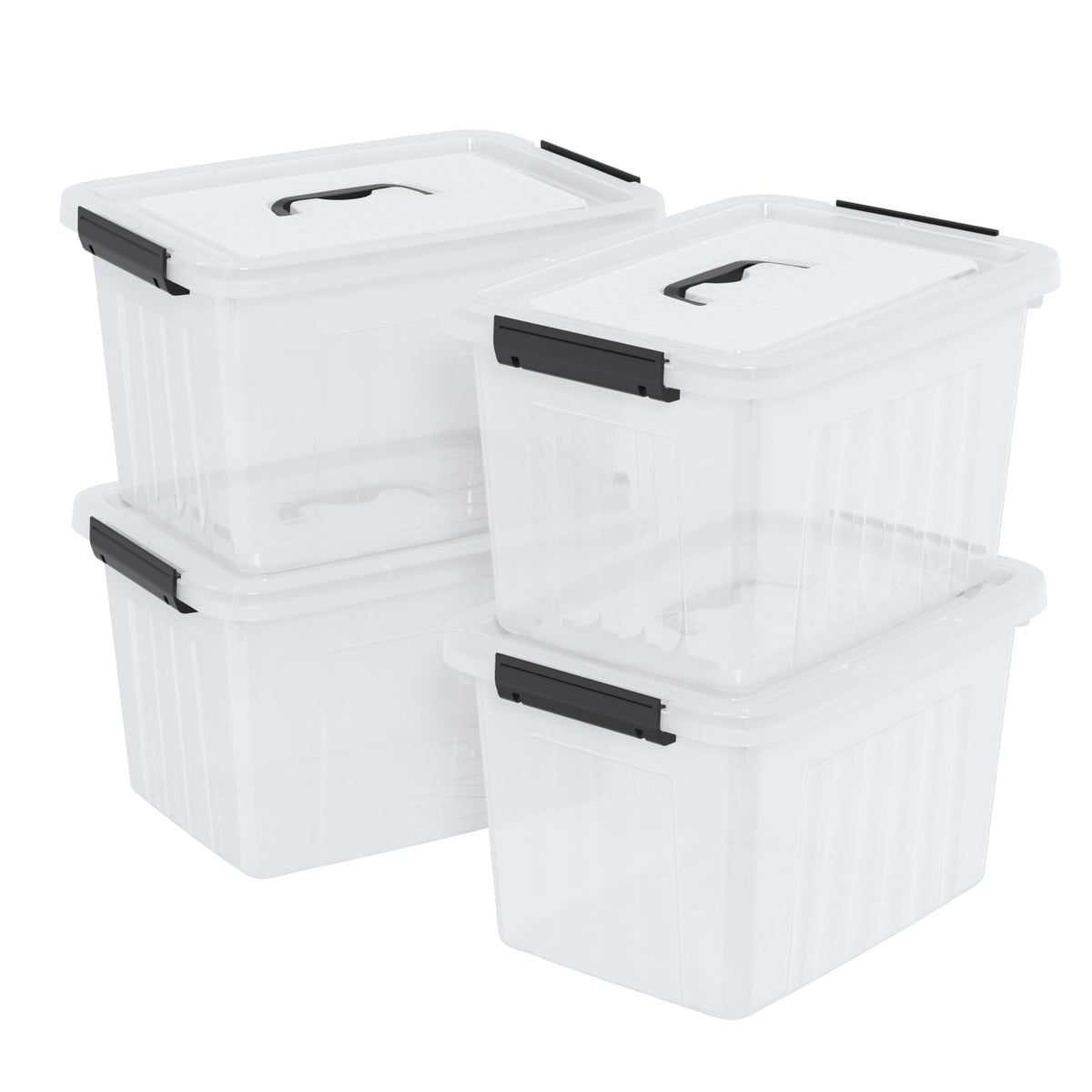 Clear Plastic Storage Bins With Lids (4 Count)