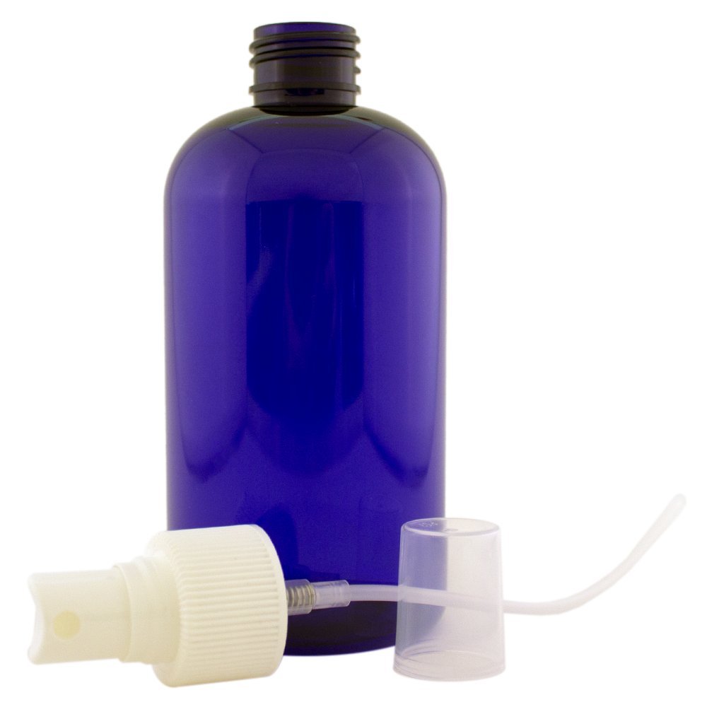 8 fl oz Cobalt Blue Plastic Bottle with White Spray Cap (8 Fl Oz)