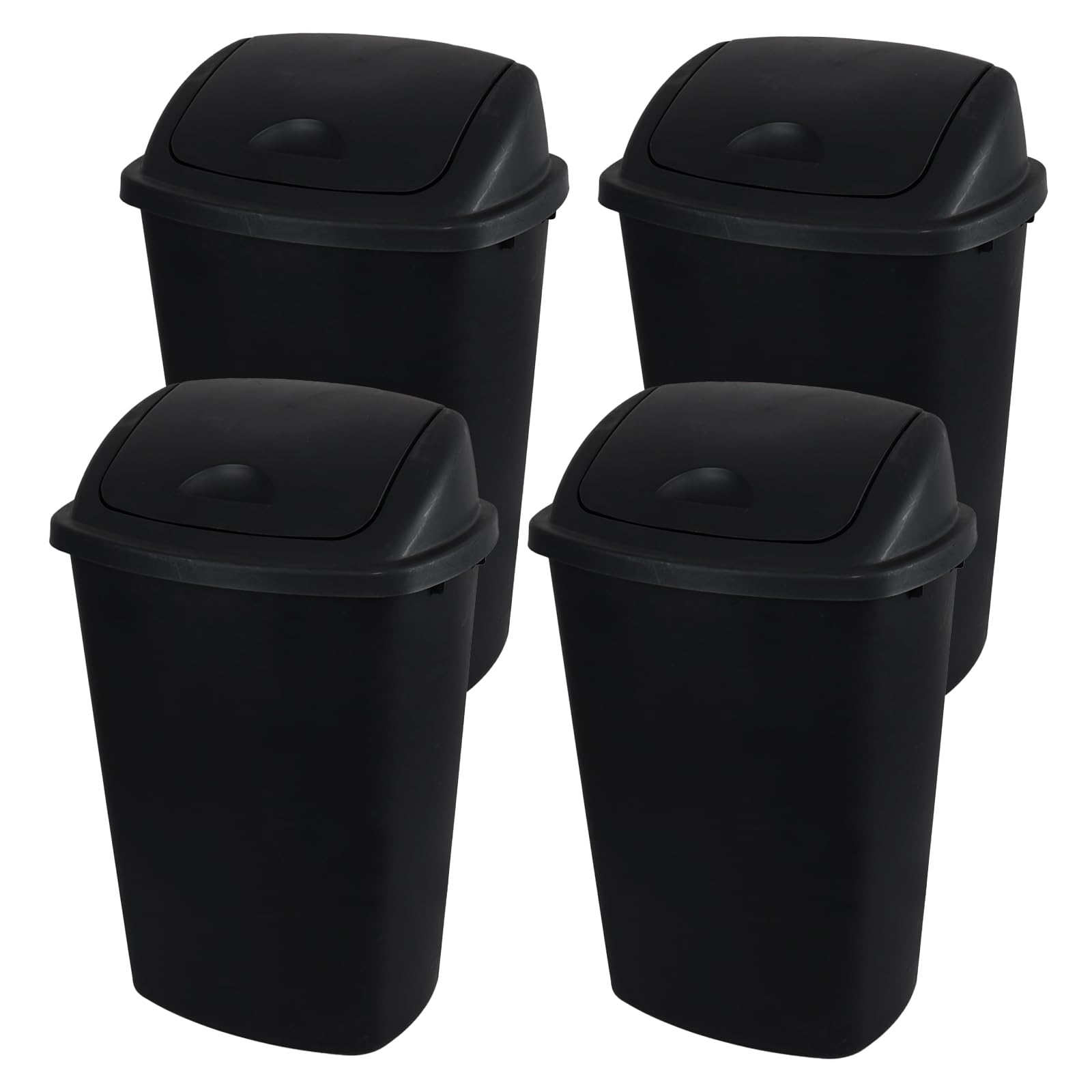 4 Pack 13 Gallon Plastic Garbage Cans with Swing Lid (4 Count)