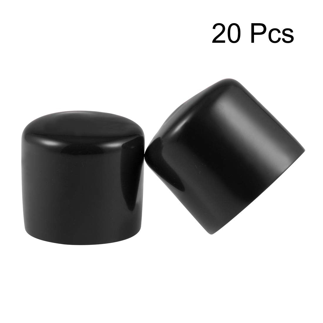 20pcs Rubber End Caps 36mm ID Vinyl Round Tube Bolt Cap Cover Thread Protectors Black (20 Count)