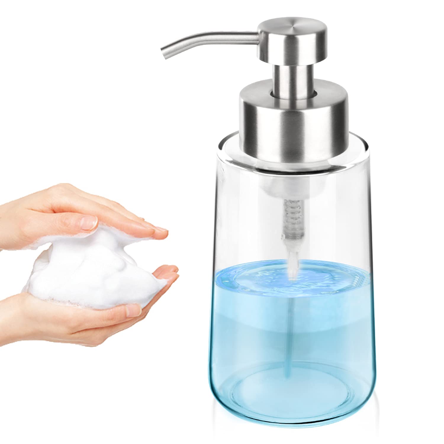 Thick Glass Soap Dispenser with Rust Proof Stainless Steel Pump