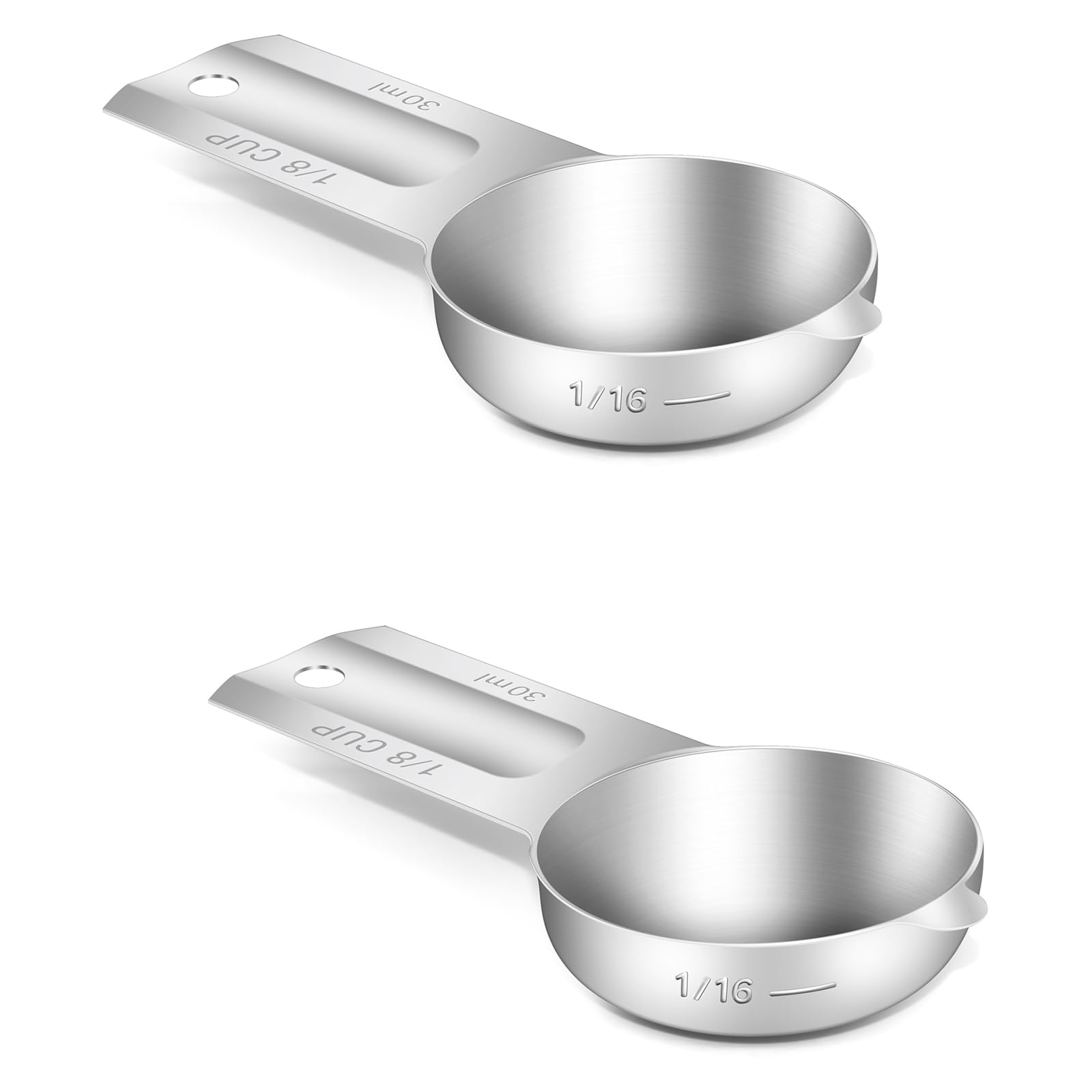 2PCS 1/8CUP(30ml, 1oz) Measuring Cup, 18/8 Stainless Steel Measure Scoop