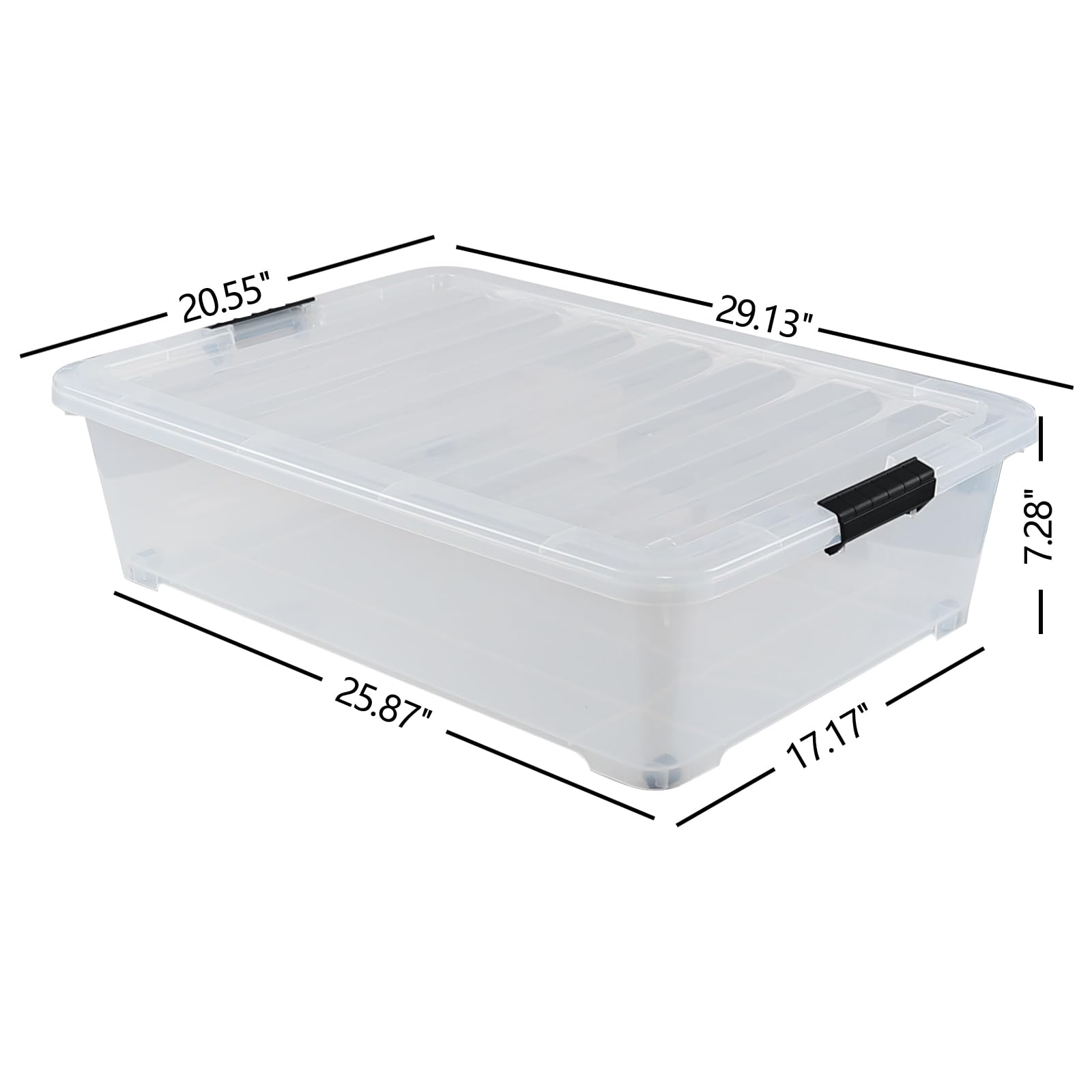 50 Quart Clear Plastic Under Bed Storage Bin with Lid (3 Count)