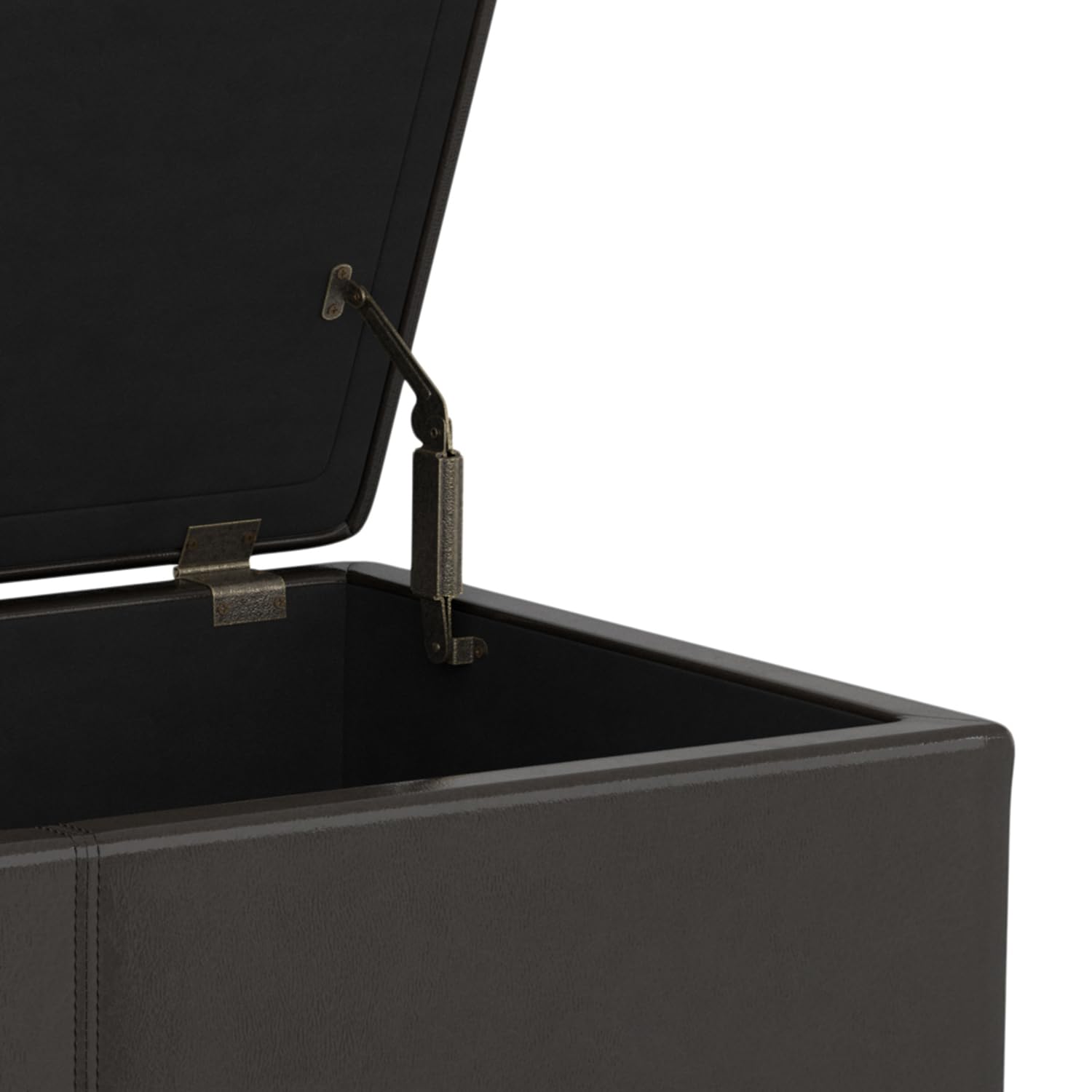 Avalon 54" Wide Vegan Leather Storage Ottoman in Tanners Brown