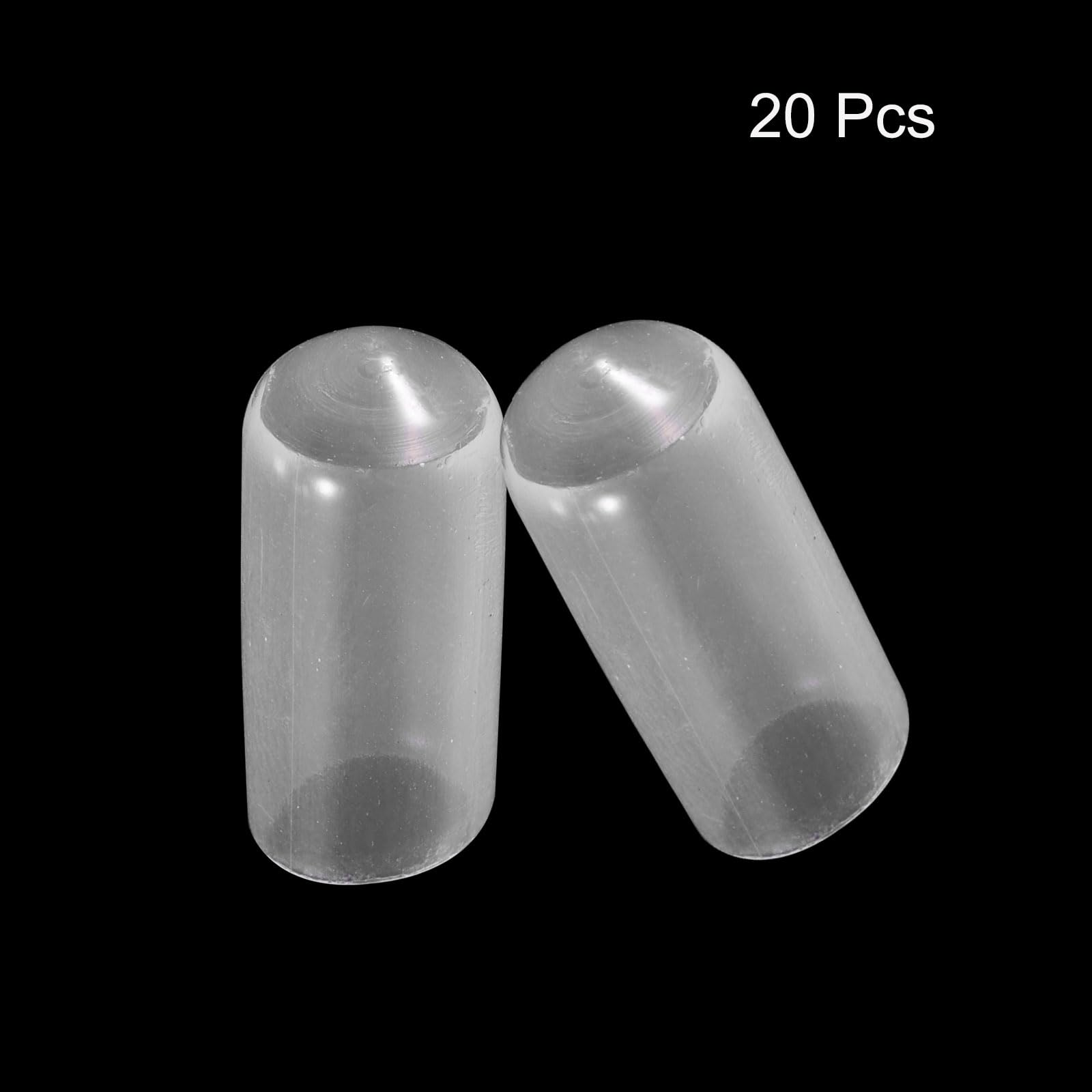 20pcs Rubber End Caps 7mm ID Vinyl PVC Round Tube Bolt Cap Cover Screw Thread Protectors Clear