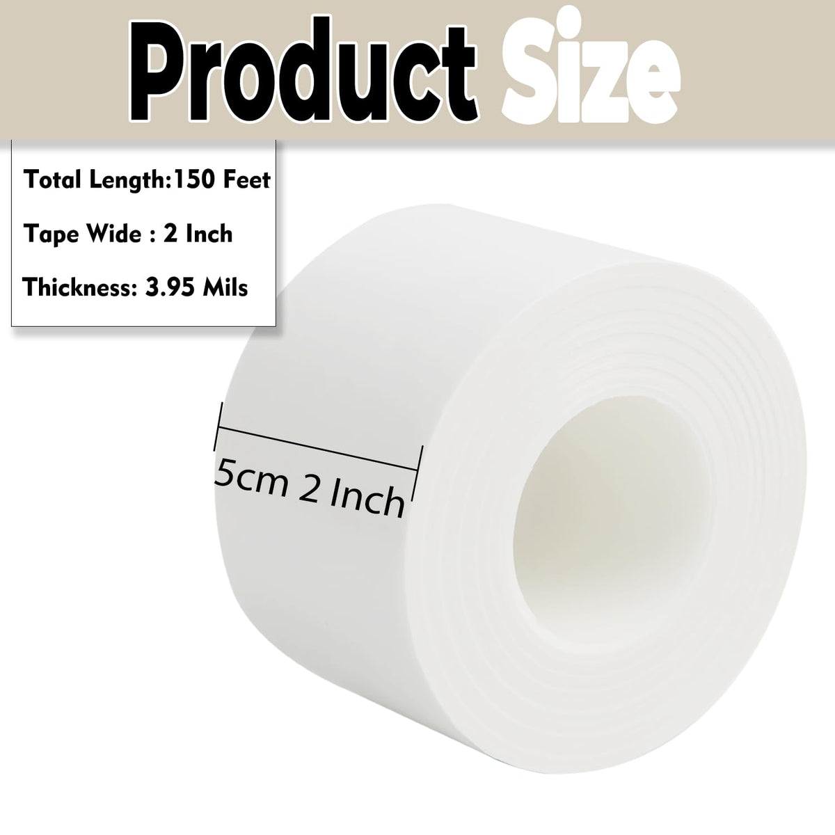 Window Insulation for Winter Weather Sealing Tape 2 Inch x 50 Yards Weather Stripping Residue Free Draft Isolation Sealing Film Tape for Shower Glass Gaps and Doors Windows (150 Foot)