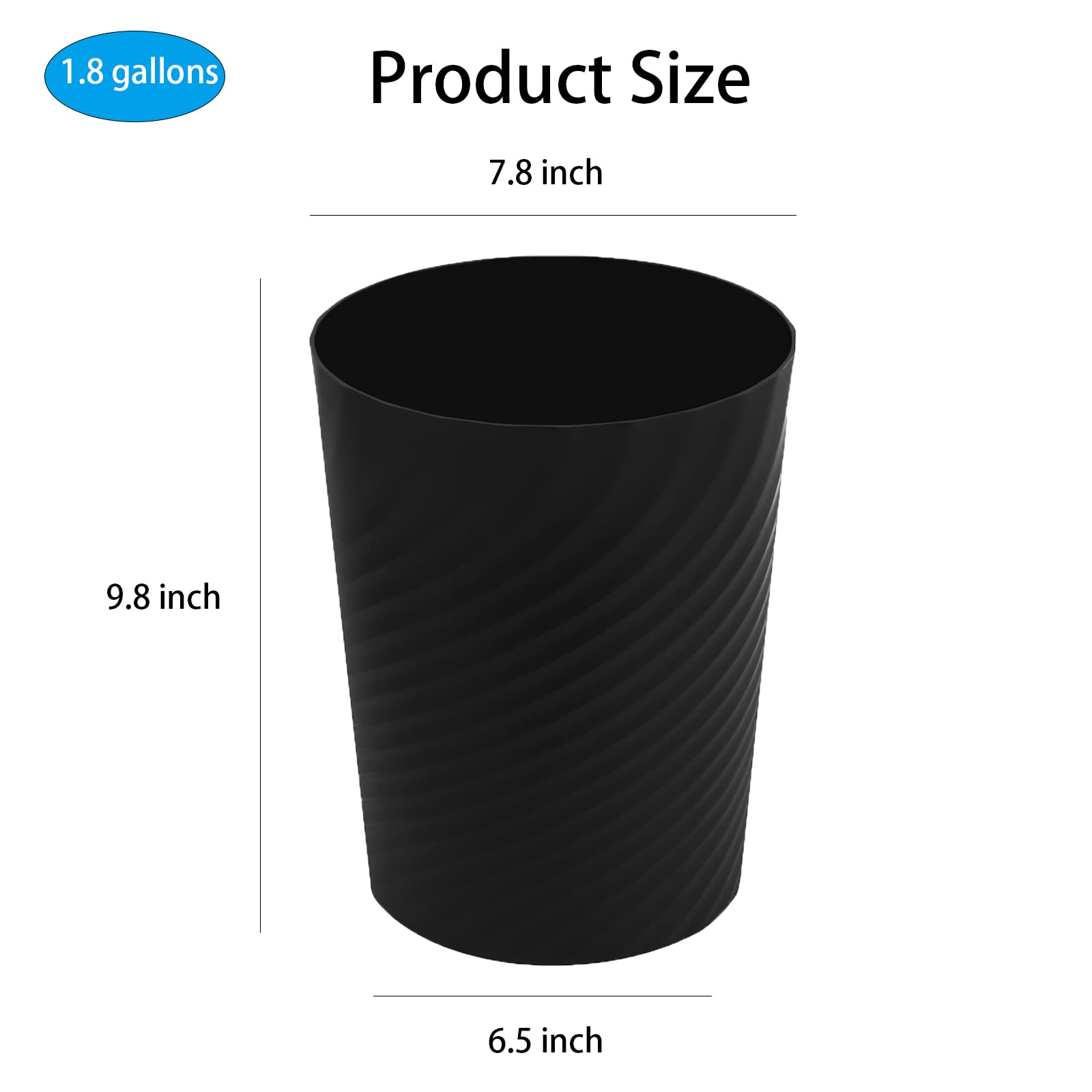 Plastic Small Bathroom Trash Can Wastebasket Garbage Can (3 Count)