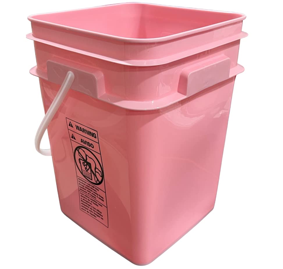 4 Gallon Square Food Grade Bucket Pail with Plastic Handles and Lid (3 Count)