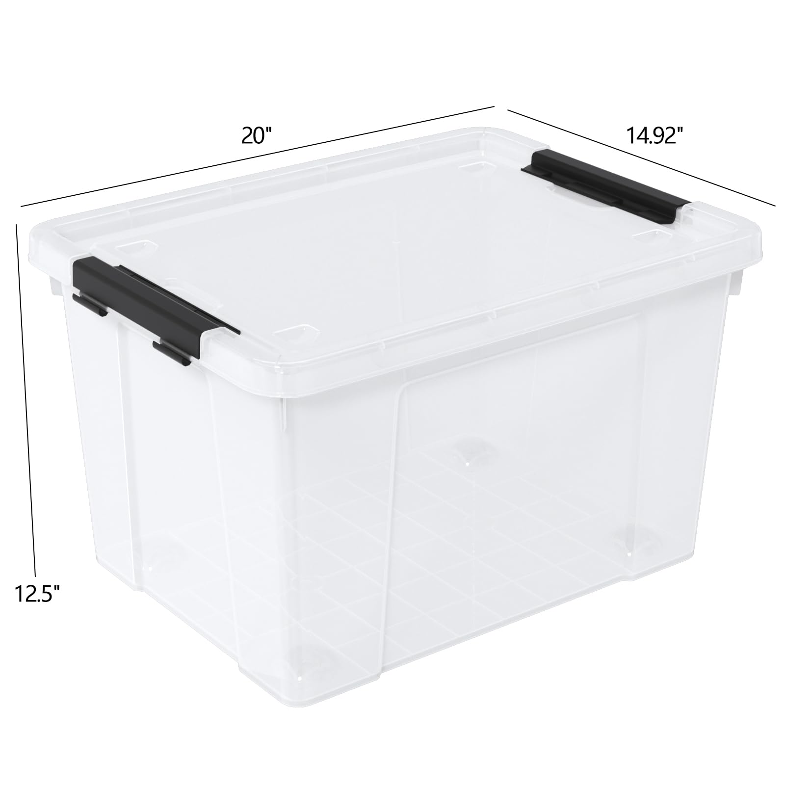 Set of 4 50 L Stackable Plastic Storage Container with Latching Lids and Wheels (4 Count)