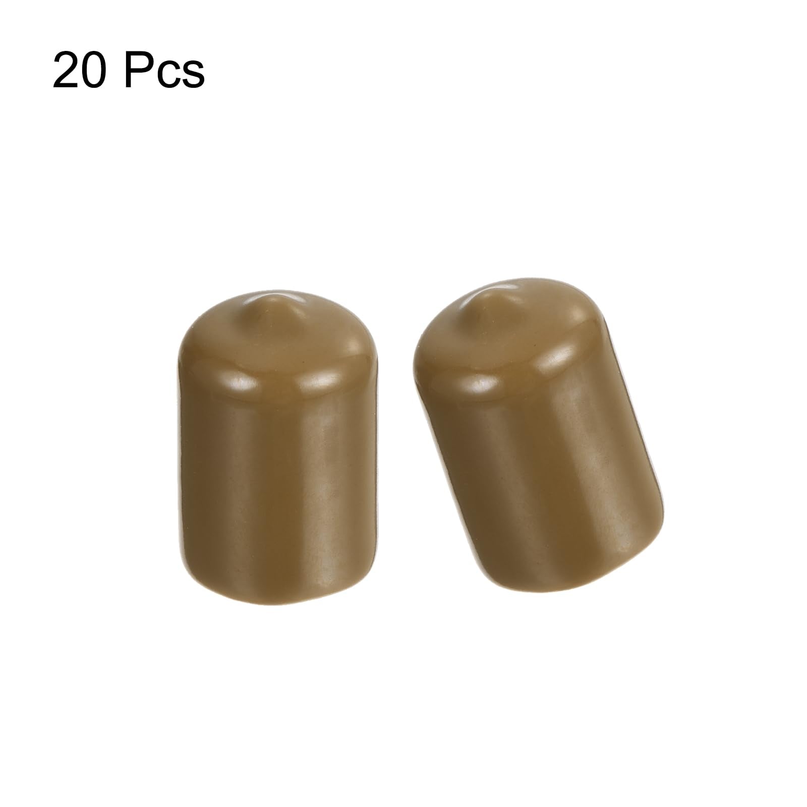 20pcs Rubber End Caps 14.5mm ID Vinyl PVC Round Tube Bolt Cap Cover Screw Thread Protectors Light Brown