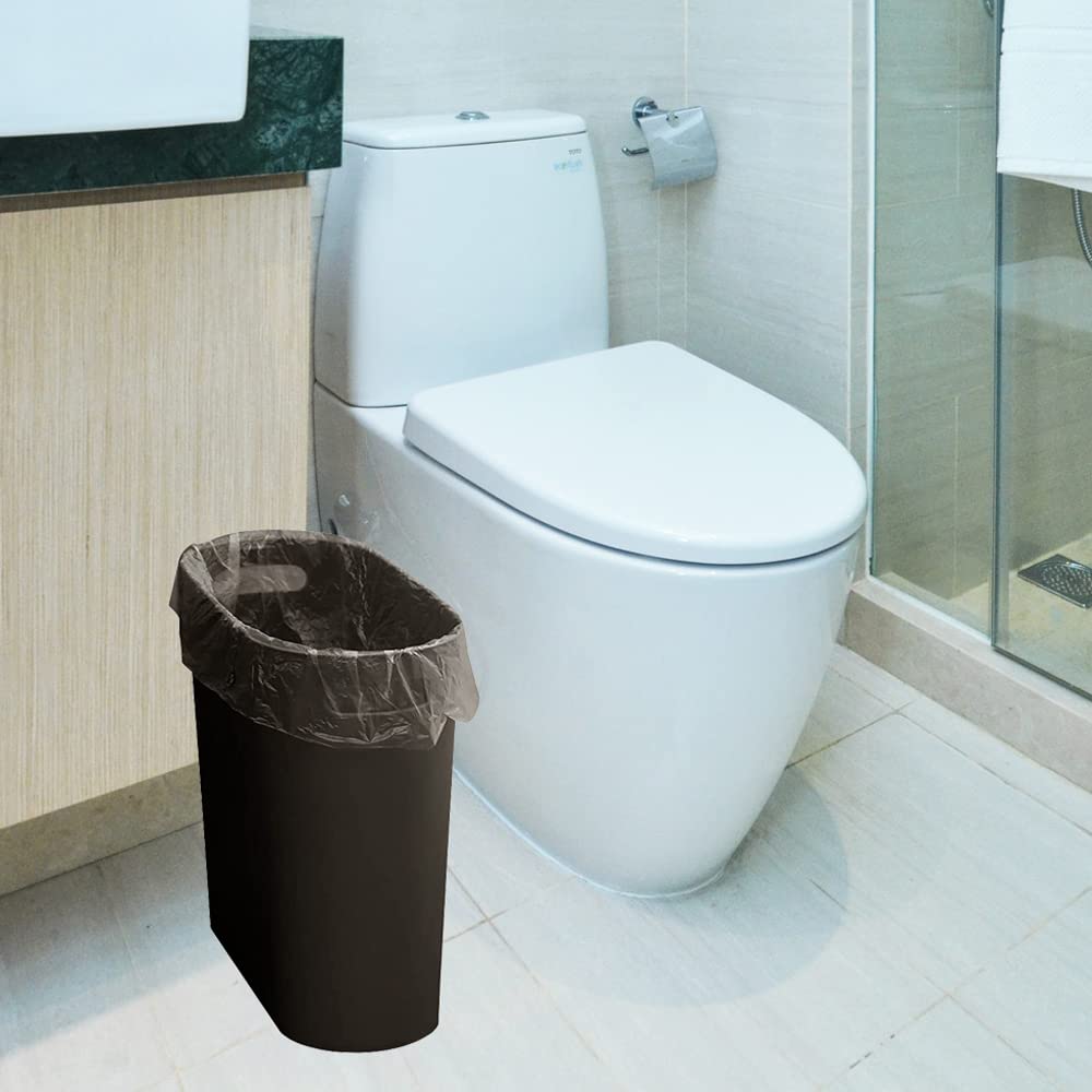 Small Trash Can Plastic Bathroom Wastebasket 3.2 Gallon Slim Garbage Container Bin with Handle for Home Kitchen Bathroom Bedroom Office (2 Count)