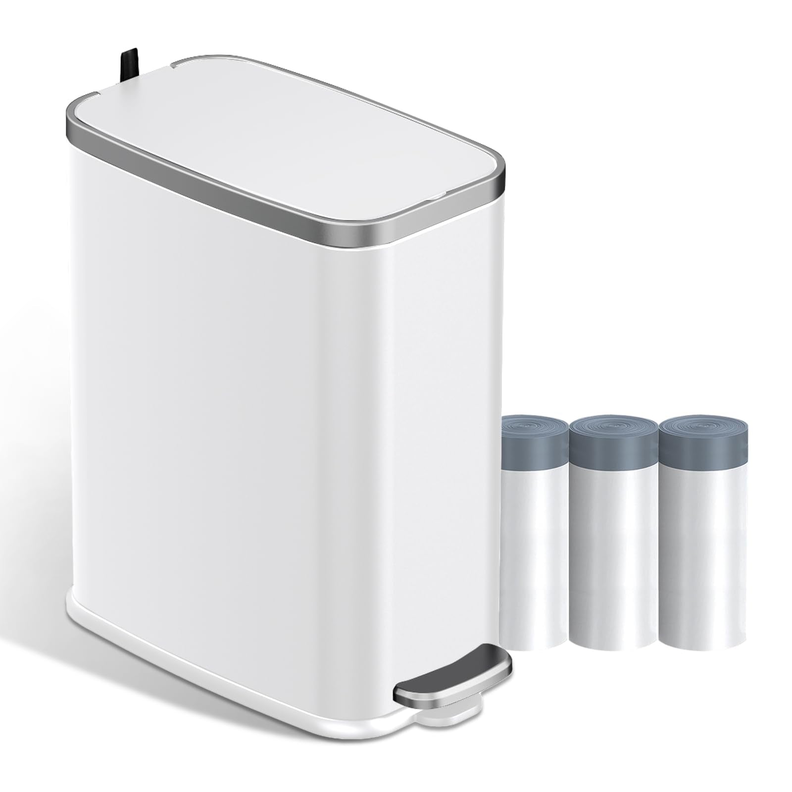 Stainless Steel Bathroom Trash Can with Lid Soft Close (60 Count)