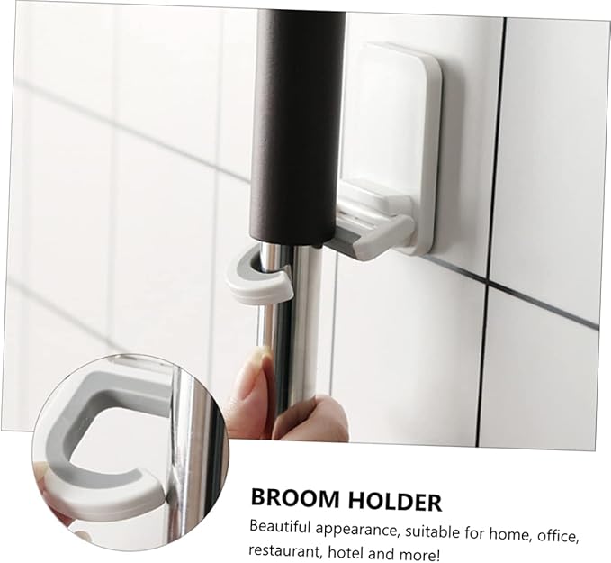 3pcs Wall Mounted Mop Holder Hooks Traceless Heavy Duty Broom Organizer Multifunctional Mop Hanger for Home Kitchen and Garage