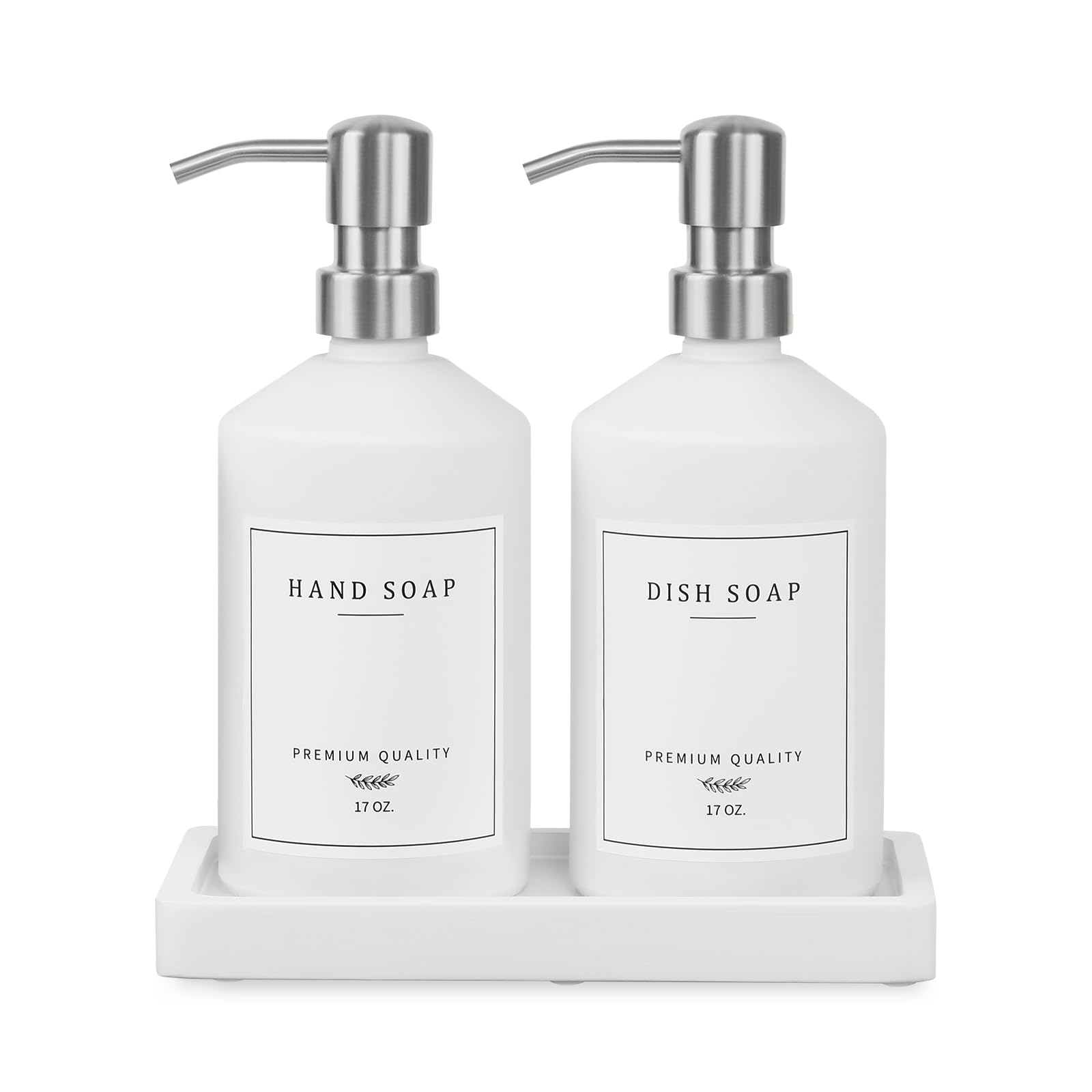 White Glass Soap Dispenser for Kitchen (2 Count)