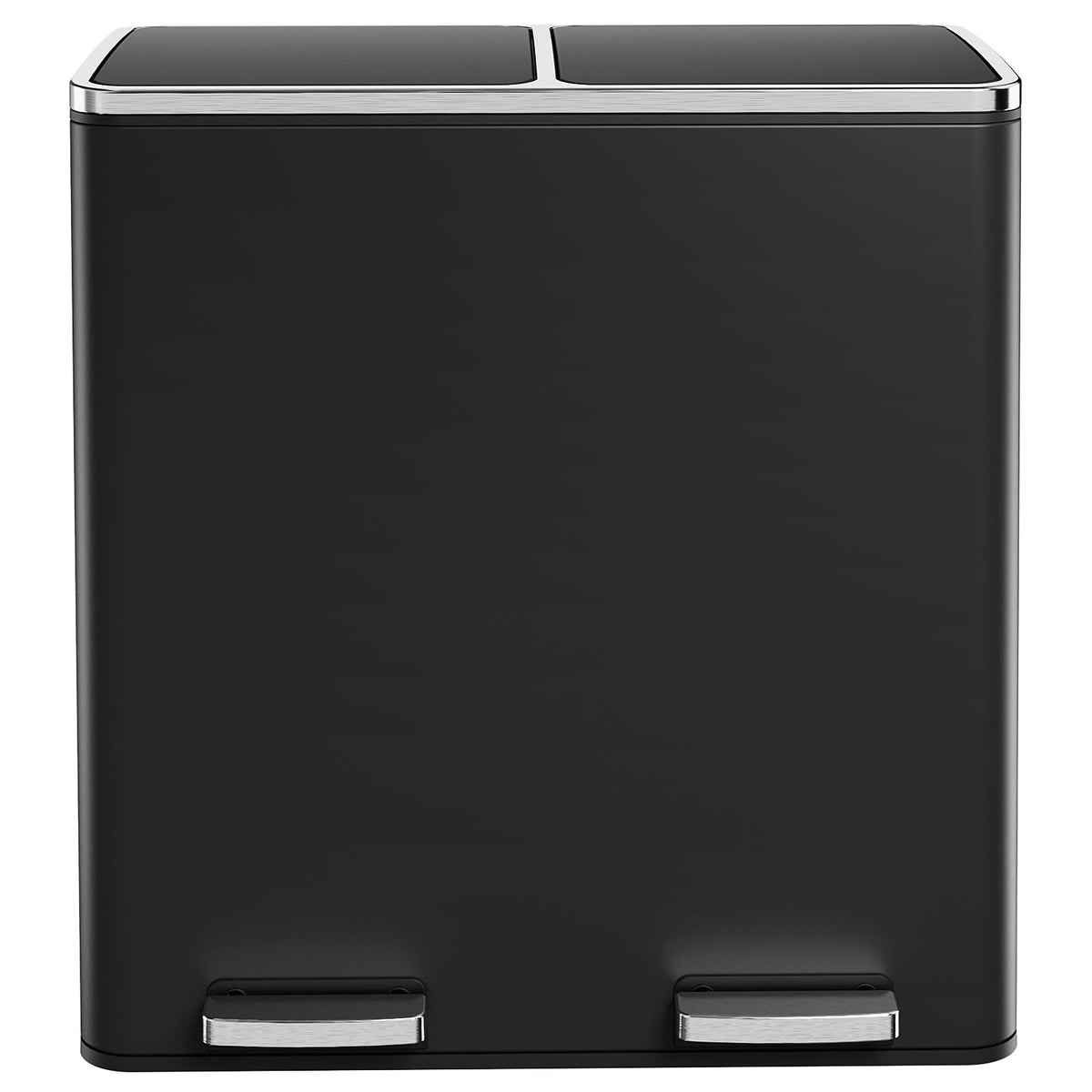 60L(16 Gal) Dual Trash Can, Stainless Steel Kitchen Garbage Can