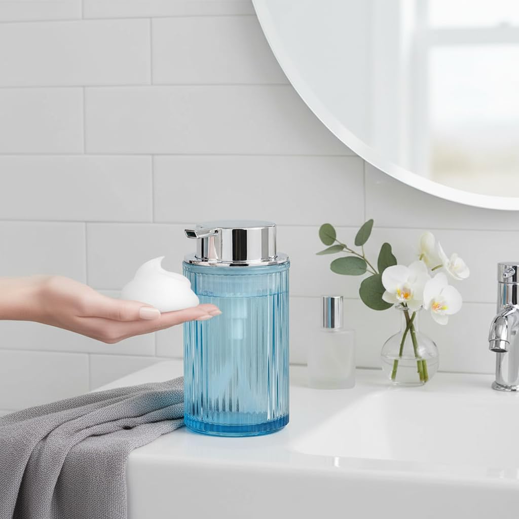 Foaming Soap Dispenser Bathroom Blue Glass Foam Hand Soap Dispenser