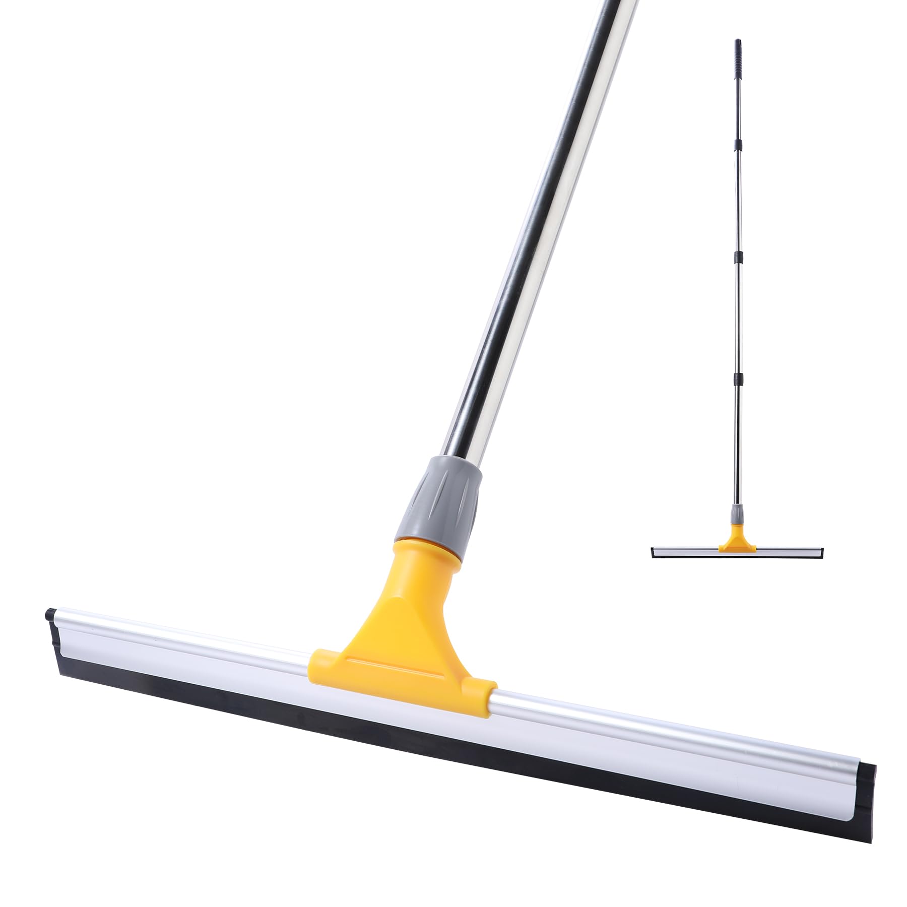 Rubber Floor Squeegee 17.7" TPR Blade Scrubber Broom 61.8inch Pole