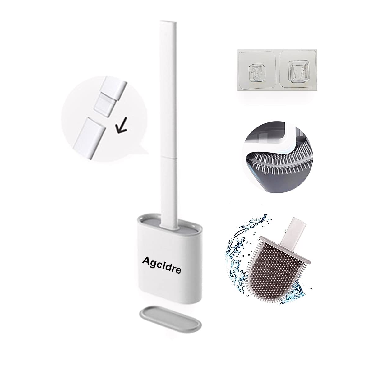 Toilet Brush with Holder Silicone Toilet Brush and Cleaning Brush for Household Bathroom Toliet Brush Set
