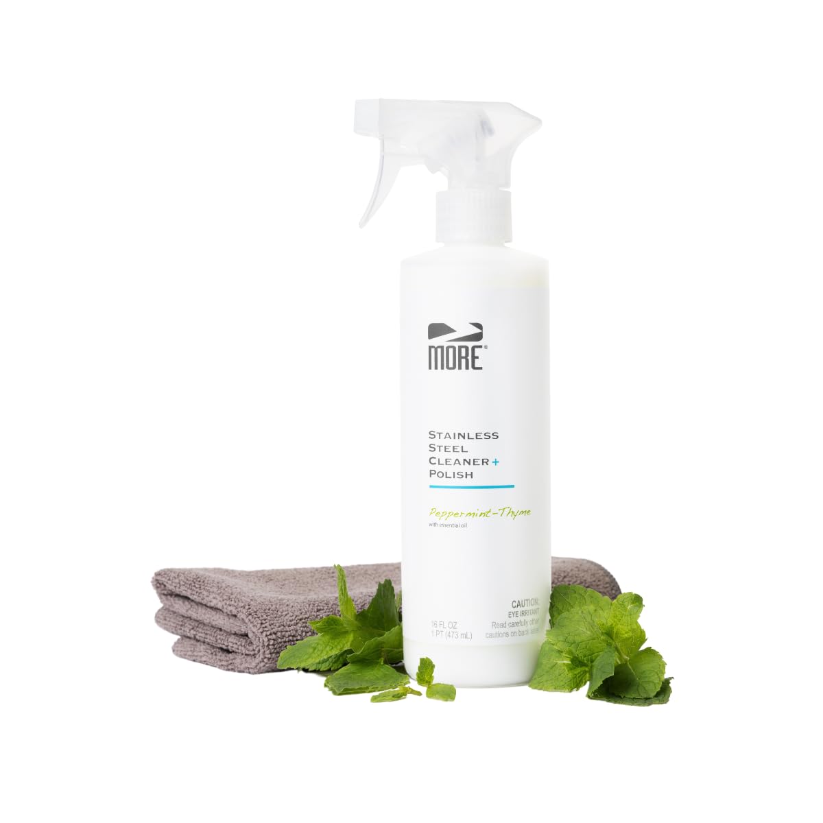 MORE Stainless Steel Cleaner & Polish Spray + Microfiber Cloth (16 Fl Oz) - ModHome Supplies