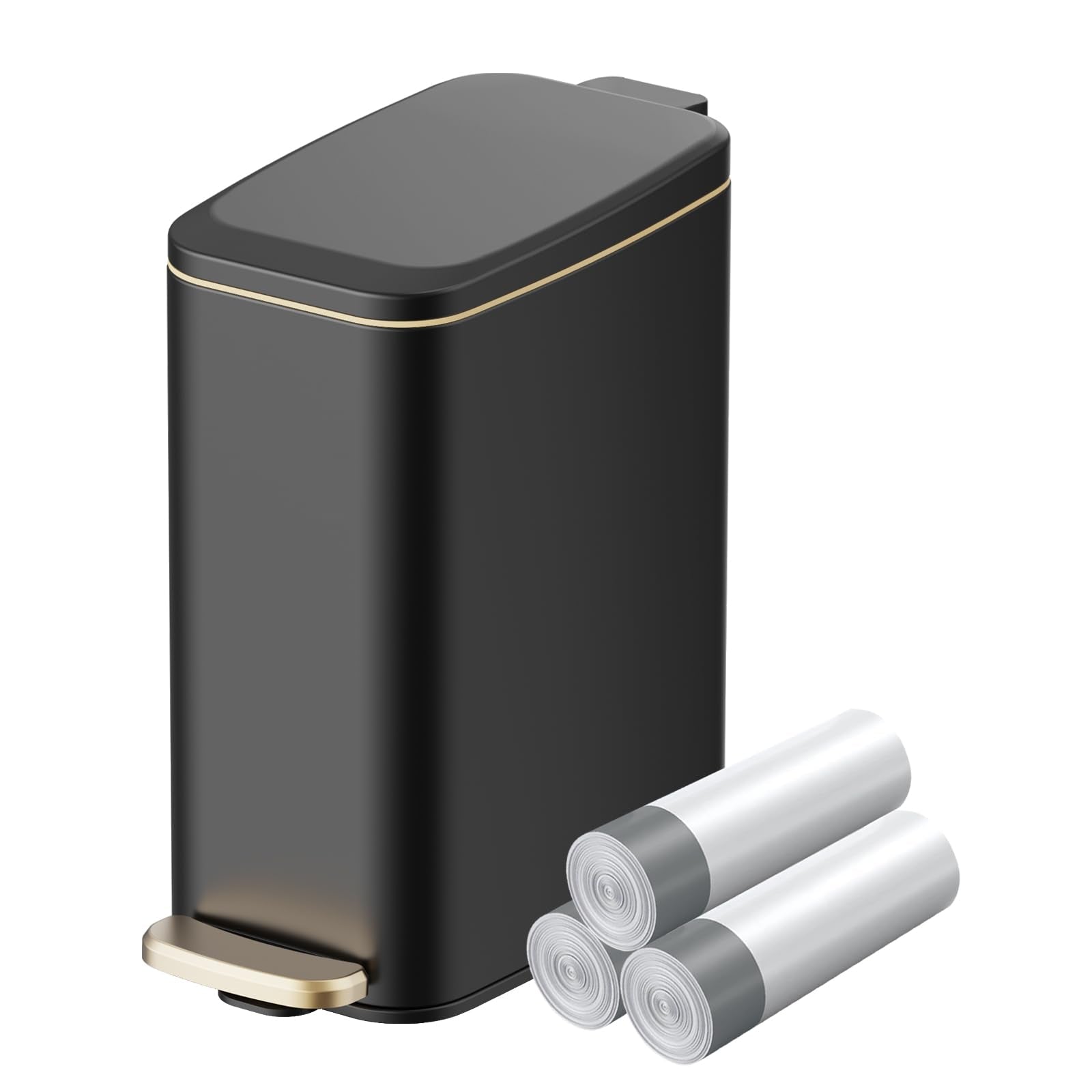 Slim Bathroom Trash Can with Lid