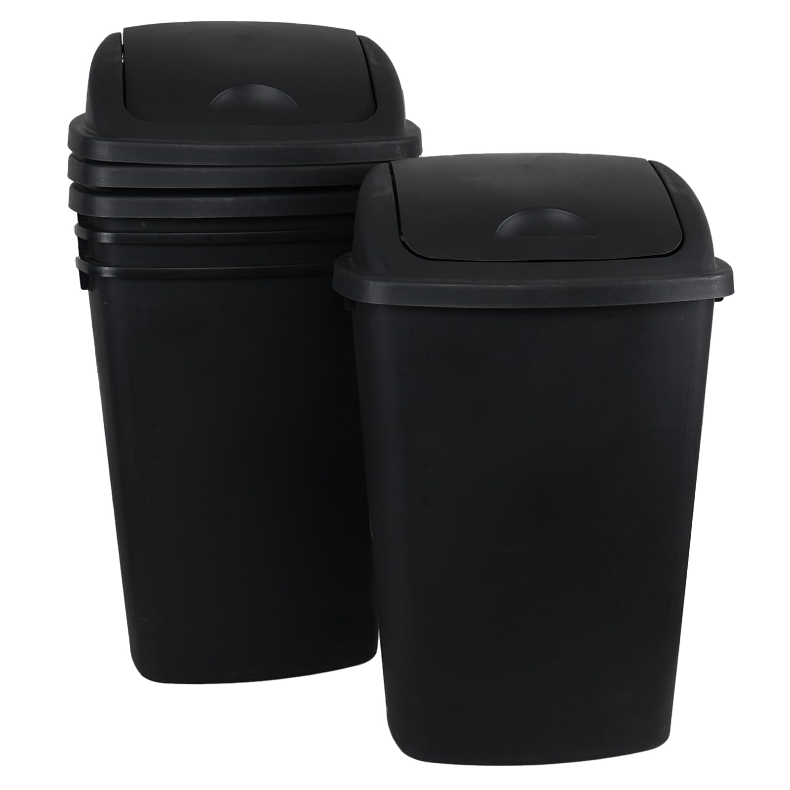 4 Pack 13 Gallon Plastic Garbage Cans with Swing Lid (4 Count)