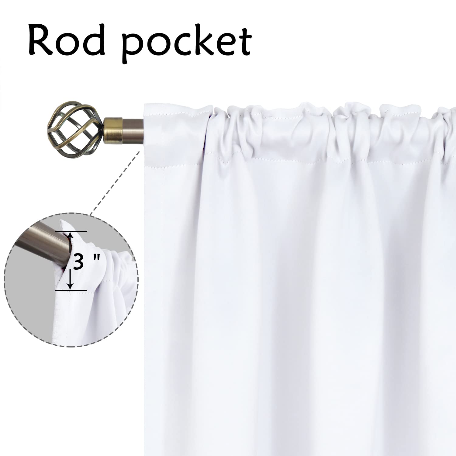 Pure White Curtains 40 Inches Length for Kitchen Windows (2 Count)