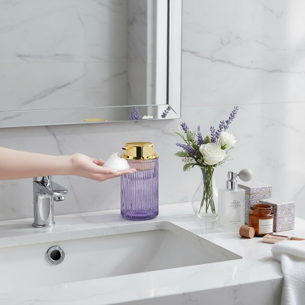 Foaming Soap Dispenser Purple Glass Foam Hand Soap Dispenser