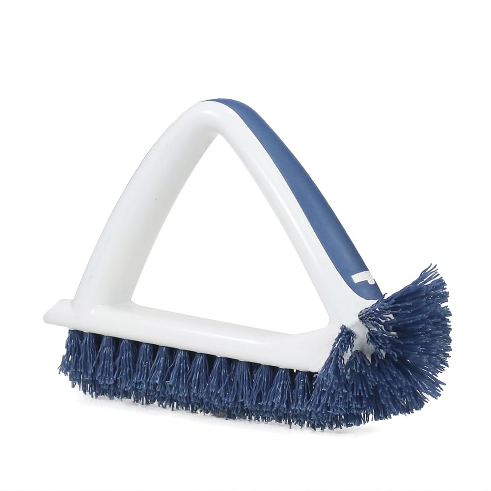 2-in-1 Grout and Corner Scrubber Brush Tool, Crevice Bathroom Cleaning Supplies for Showers, Door Tracks, Tile, and Bathtubs, Household 360-Degree Scrubbing Power