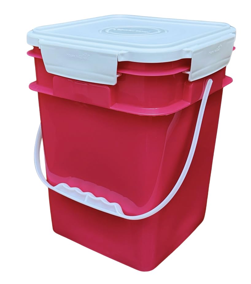 4 Gallon Square Food Grade Bucket Pail with Plastic Handles and Lid