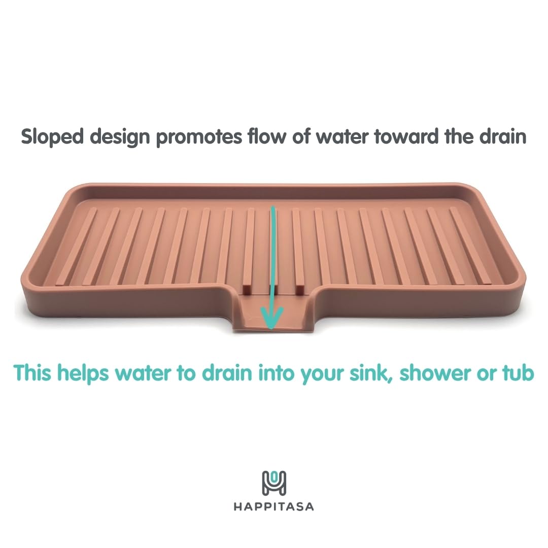 Silicone Soap Dish Tray and Sponge Holder with Drain Chute