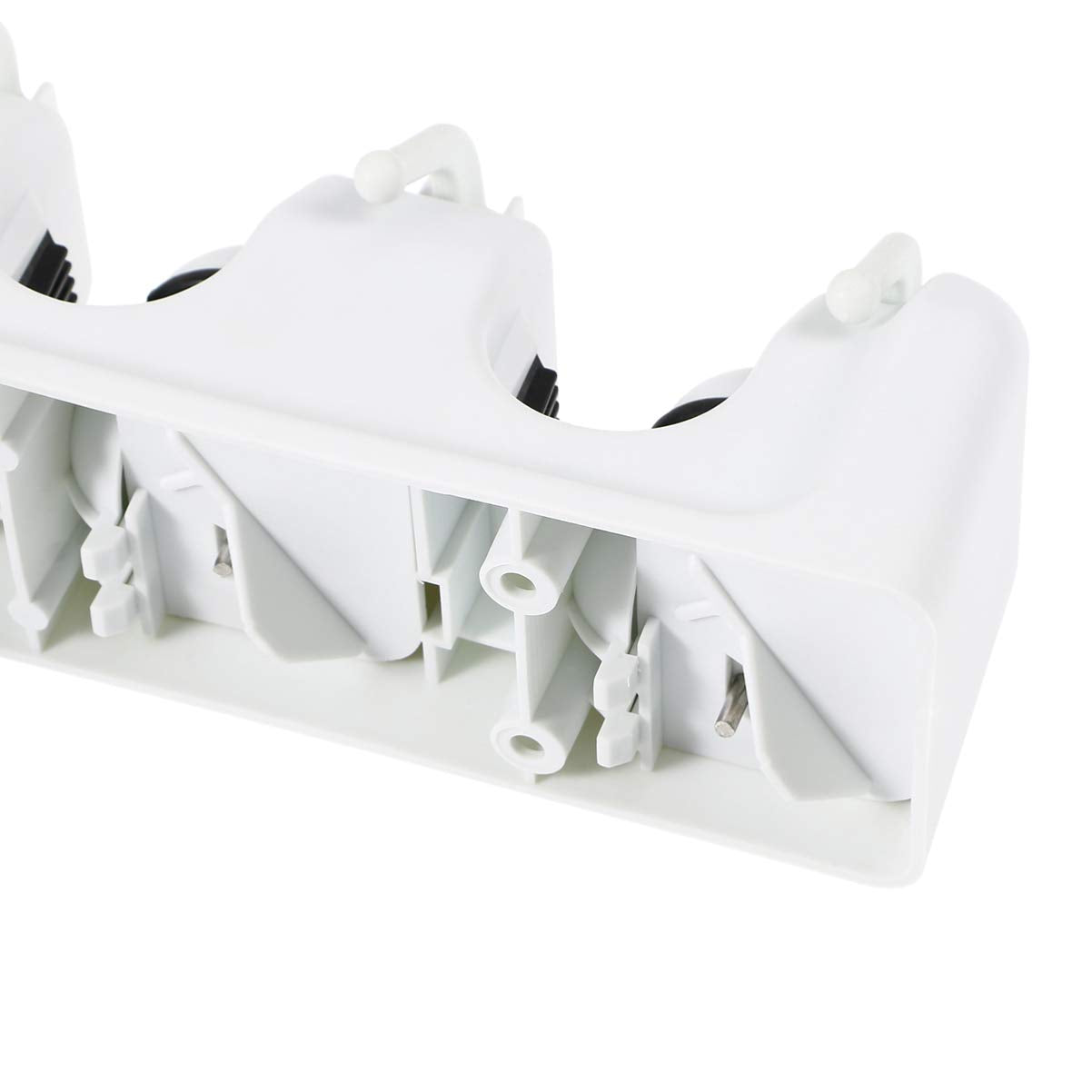 Mop and Broom Holder Wall Mounted Storage Rack Slots Hooks for Garage Garden Kitchen Organization Versatile Umbrella and Tool Storage Rack White