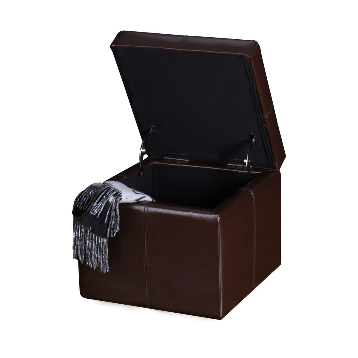 Modern Faux Leather Cube Storage Ottoman Bench with Hidden Storage