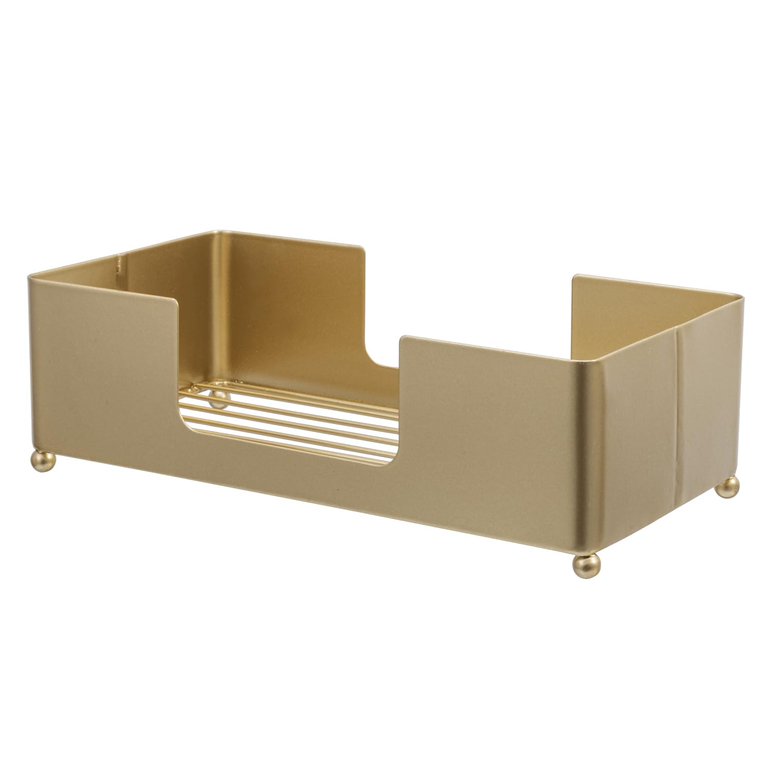 Gold Tone Metal Guest Towel Holder Countertop Dispenser Tray