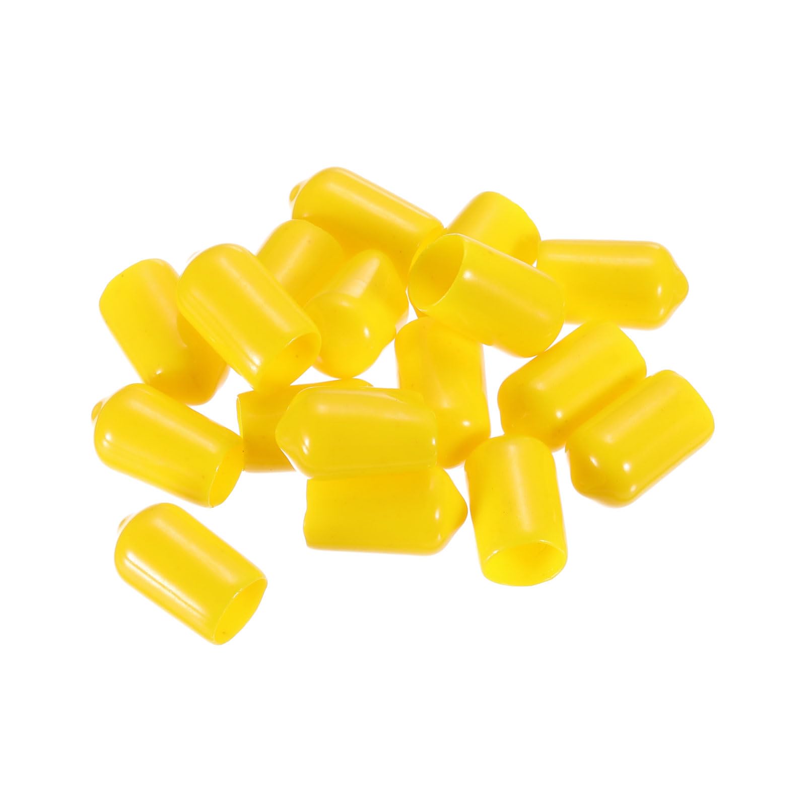 20pcs Rubber End Caps 9mm ID Vinyl PVC Round Tube Bolt Cap Cover Screw Thread Protectors Yellow