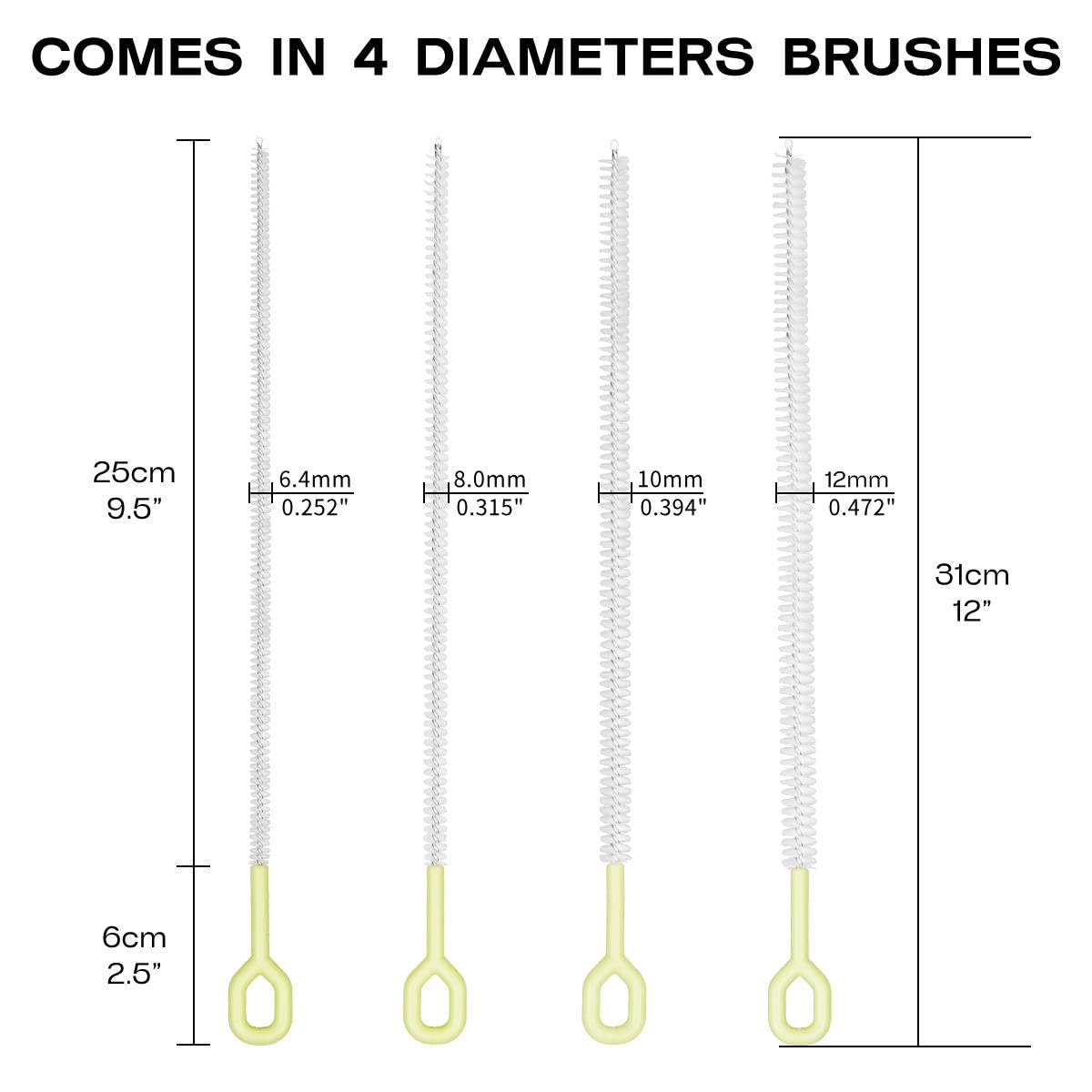 Straw Clean Brush Extra Long Straw Tube Brushes for Cleaning (4 Count)