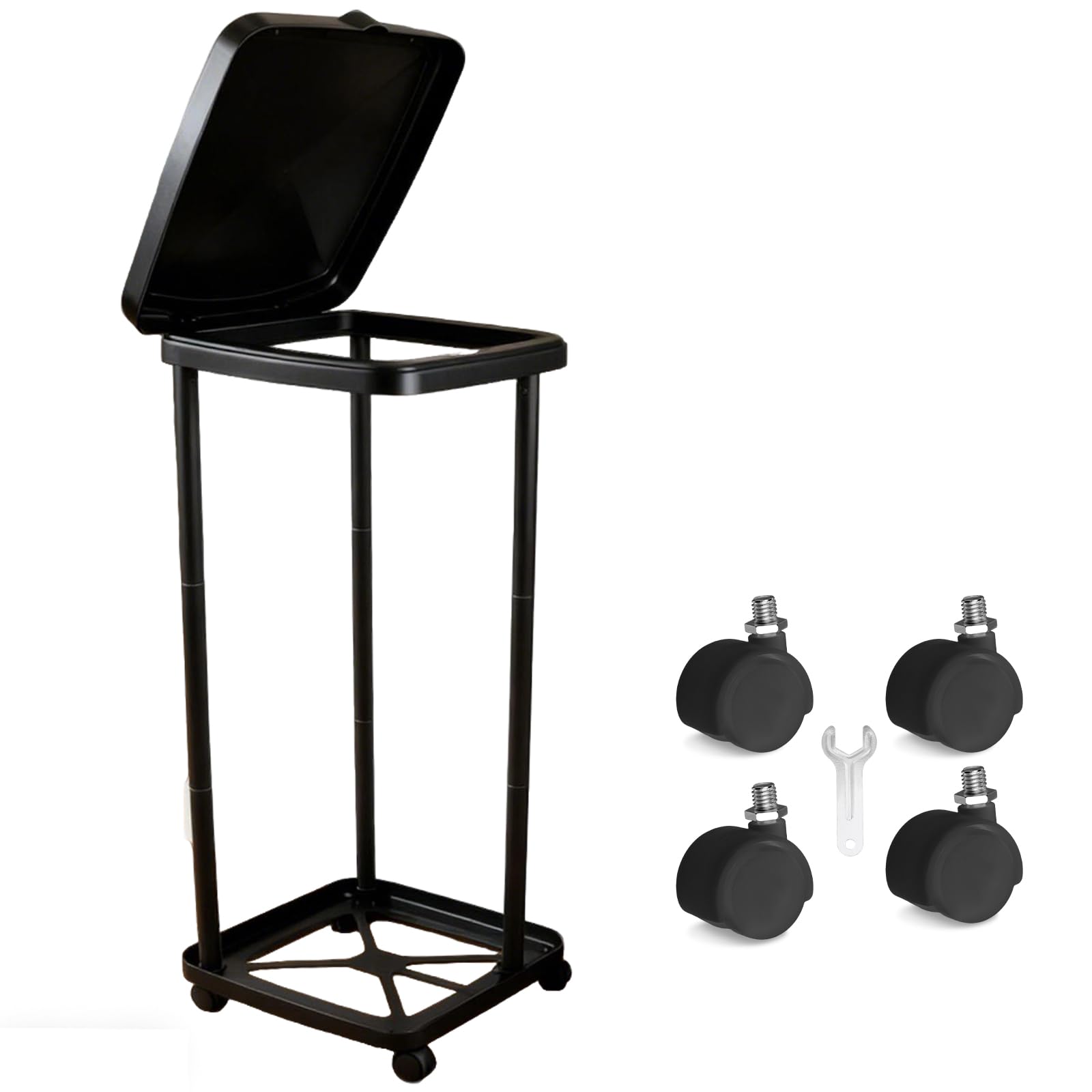Collapsible Trash Can Camping Portable Garbage Bin Holder Stand with Wheels Plastic Outdoor Trash Can with Lid for Outside Indoor